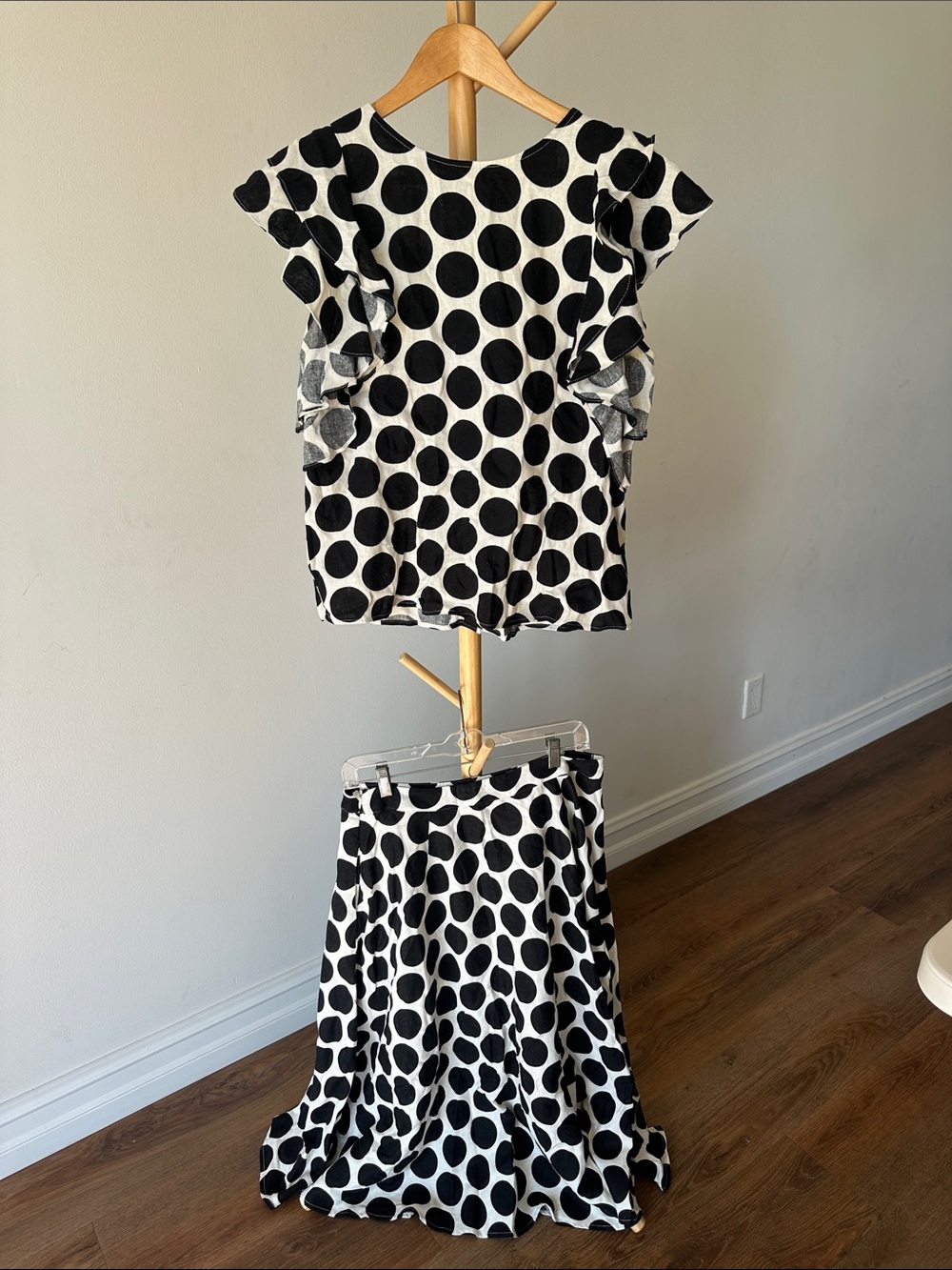 Who What Wear Black & White Polka Dot Girls Two-Piece Set